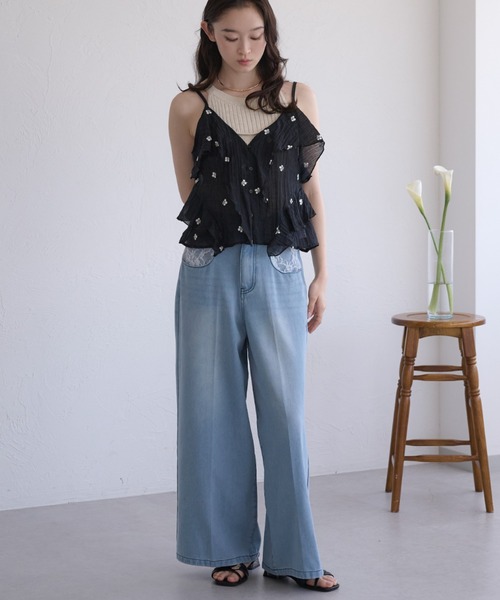 raffime（ラフィミー）の「【Raffime】レースドッキングデニム（デニムパンツ・レディース・ライトブルー/ブラック・LARGE/SMALL/MEDIUM）」の17枚目の写真