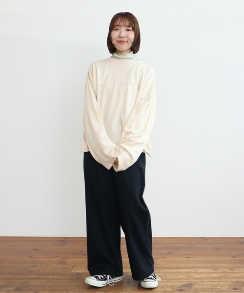 PAR ICI(パーリッシィ)の「製品染め ガーゼ裏毛切り替えプルオーバー(Tシャツ/カットソー・レディース・オレンジ/アイボリー/グレー・FREE)」の5枚目の写真