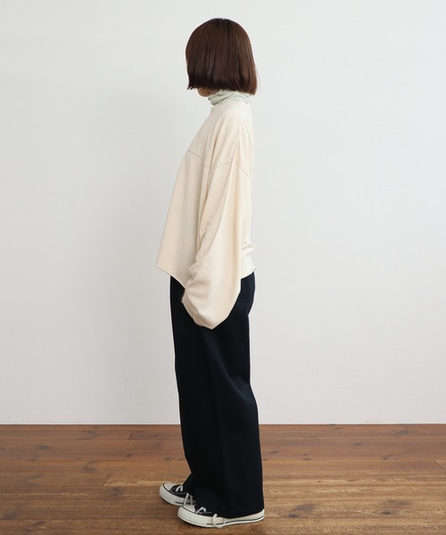 PAR ICI(パーリッシィ)の「製品染め ガーゼ裏毛切り替えプルオーバー(Tシャツ/カットソー・レディース・オレンジ/アイボリー/グレー・FREE)」の6枚目の写真