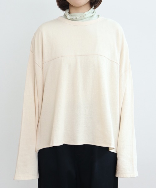 PAR ICI(パーリッシィ)の「製品染め ガーゼ裏毛切り替えプルオーバー(Tシャツ/カットソー・レディース・オレンジ/アイボリー/グレー・FREE)」の17枚目の写真