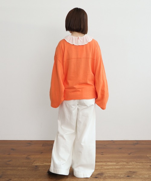 PAR ICI(パーリッシィ)の「製品染め ガーゼ裏毛切り替えプルオーバー(Tシャツ/カットソー・レディース・オレンジ/アイボリー/グレー・FREE)」の16枚目の写真