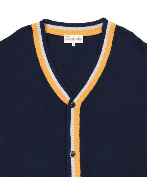 The DUFFER of ST.GEORGE(ザダファーオブセントジョージ)の「BOUCLE KNIT V-NECK CARDIGAN:ブークレーニット サマーカーディガン / 冷房対策 / 日除け / 羽織り / 涼感ニット(カーディガン/ボレロ・メンズ・ブラック/ネイビー・X-LARGE/LARGE/MEDIUM)」の12枚目の写真