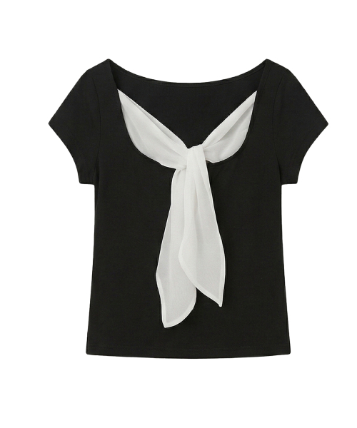 REORG(リオルグ)の「WA TIE SQUARE NECK T-SHIRT BLACK(Tシャツ/カットソー・レディース・その他・FREE)」の4枚目の写真