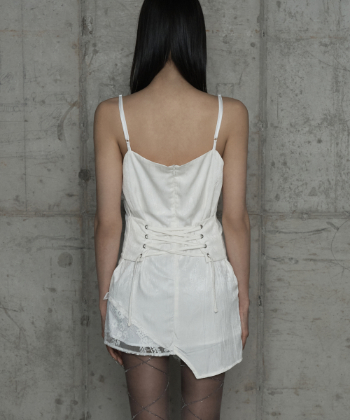 ETRE AU SOMMET(エトレオソメ)の「Double Layer Lace Back Corset Slip (Ivory)(ワンピース・レディース・アイボリー・FREE)」の4枚目の写真
