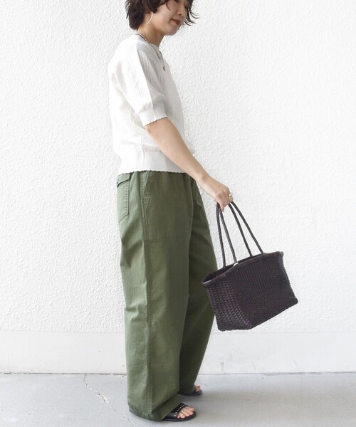 SHIPS(シップス)の「【WEB限定】〈手洗い可能〉ペーパー ヘンリーネック アイレット ニット(ニット/セーター・レディース・サックスブルー/ライトホワイト/ダークグレー・ONE SIZE)」の4枚目の写真