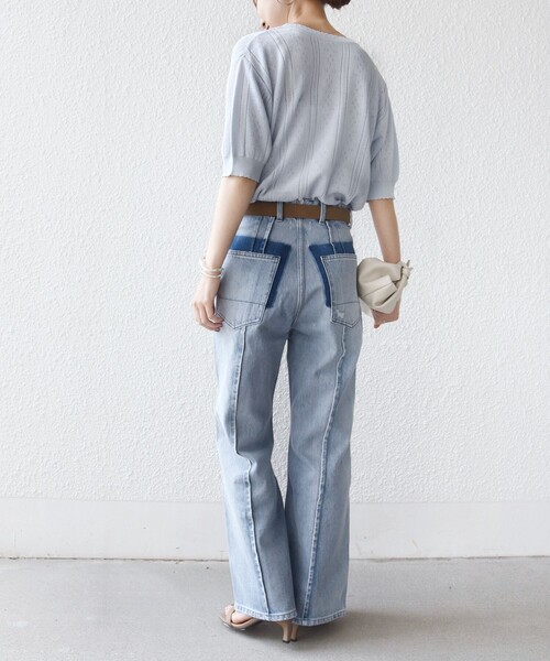 SHIPS(シップス)の「【WEB限定】〈手洗い可能〉ペーパー ヘンリーネック アイレット ニット(ニット/セーター・レディース・サックスブルー/ライトホワイト/ダークグレー・ONE SIZE)」の13枚目の写真