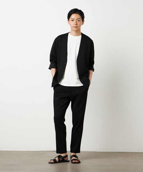 COMME CA ISM(コムサイズム)の「【セットアップ対応】ダンボールニット テーパードパンツ(スラックス・メンズ・ブラック/チャコール・SMALL/MEDIUM/LARGE)」の4枚目の写真