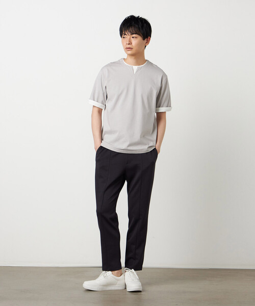COMME CA ISM(コムサイズム)の「【セットアップ対応】ダンボールニット テーパードパンツ(スラックス・メンズ・ブラック/チャコール・SMALL/MEDIUM/LARGE)」の6枚目の写真