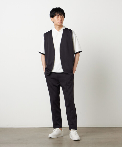 COMME CA ISM(コムサイズム)の「【セットアップ対応】ダンボールニット テーパードパンツ(スラックス・メンズ・ブラック/チャコール・SMALL/MEDIUM/LARGE)」の10枚目の写真
