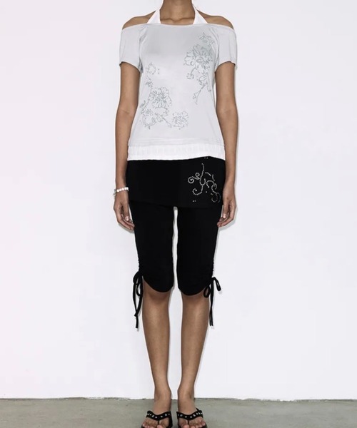 FANCY CLUB(ファンシークラブ)の「【FANCY CLUB】ROSY HALTER OFF-SHOULDER TOP / 【ファンシークラブ】ロージーホルターオフショルダーレイヤード半袖Tシャツ(Tシャツ/カットソー・レディース・パープル/ミント/ブラック・ONE SIZE)」の10枚目の写真