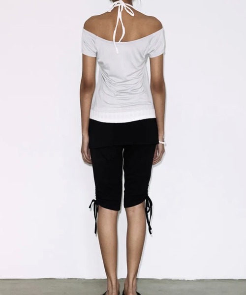 FANCY CLUB(ファンシークラブ)の「【FANCY CLUB】ROSY HALTER OFF-SHOULDER TOP / 【ファンシークラブ】ロージーホルターオフショルダーレイヤード半袖Tシャツ(Tシャツ/カットソー・レディース・パープル/ミント/ブラック・ONE SIZE)」の8枚目の写真