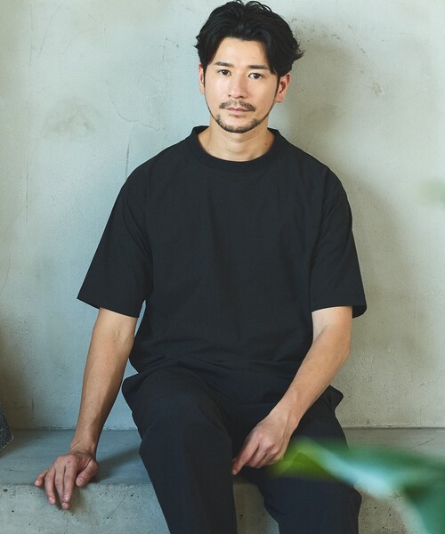 ABAHOUSE GRAY(アバハウスグレイ)の「【セットアップ対応】360°ストレッチ リップストップ リラックス Tシャツ/ 吸水速乾 / 遮熱 / UVカット(Tシャツ/カットソー・メンズ・チャコールグレー/ネイビー/ブラック・46/50/48)」の2枚目の写真