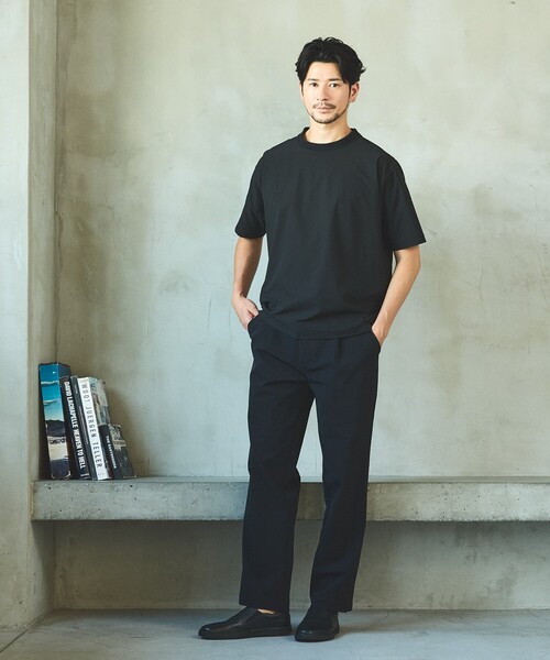 ABAHOUSE GRAY(アバハウスグレイ)の「【セットアップ対応】360°ストレッチ リップストップ リラックス Tシャツ/ 吸水速乾 / 遮熱 / UVカット(Tシャツ/カットソー・メンズ・チャコールグレー/ネイビー/ブラック・46/50/48)」の8枚目の写真