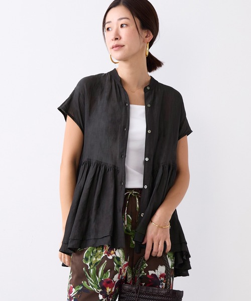 MICA&DEAL(マイカ&ディール)の「インドリネンギャザーフレンチスリーブブラウス(シャツ/ブラウス・レディース・ブラック/オフホワイト/ブラウン・FREE)」の16枚目の写真