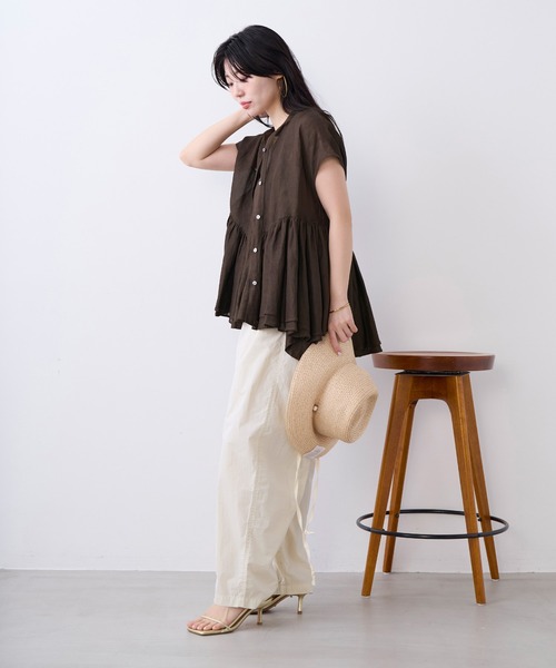 MICA&DEAL(マイカ&ディール)の「インドリネンギャザーフレンチスリーブブラウス(シャツ/ブラウス・レディース・ブラック/オフホワイト/ブラウン・FREE)」の19枚目の写真