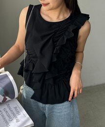 CAPRICIEUX LE'MAGE | アシメフリルノースリT(Tシャツ/カットソー)