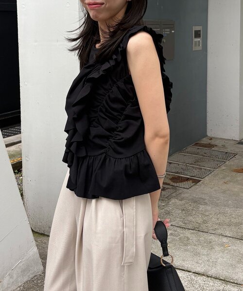 CAPRICIEUX LE'MAGE(カプリシューレマージュ)の「アシメフリルノースリT(Tシャツ/カットソー・レディース・グレー/ブラック/ホワイト・FREE)」の22枚目の写真