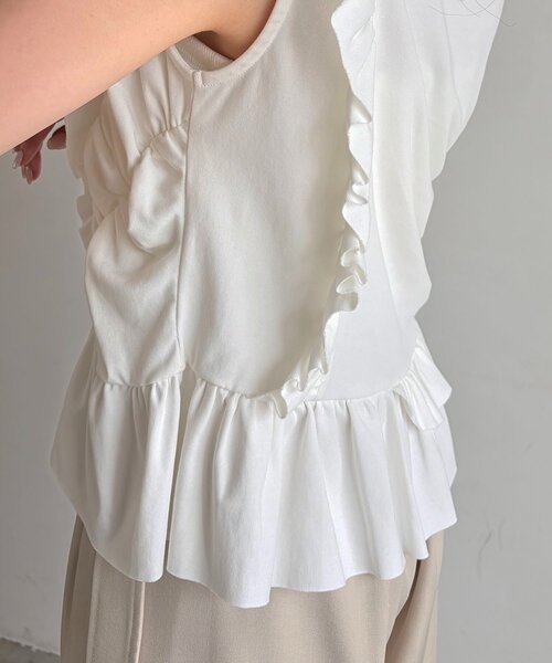 CAPRICIEUX LE'MAGE(カプリシューレマージュ)の「アシメフリルノースリT(Tシャツ/カットソー・レディース・グレー/ブラック/ホワイト・FREE)」の19枚目の写真