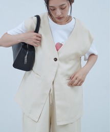 Linen Like Collarless Vest|リネンライクノーカラーベスト