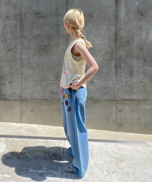 HELLO.SANFRANCISCO(ハローサンフランシスコ)の「【HELLO.SANFRANCISCO/ハローサンフランシスコ】ロゴプリントうねうねリブタンク(タンクトップ・レディース・アイボリー/ピンク・ONE SIZE)」の8枚目の写真