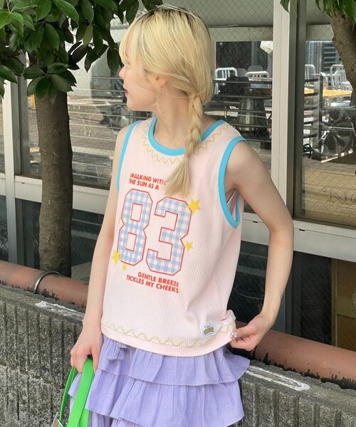 HELLO.SANFRANCISCO(ハローサンフランシスコ)の「【HELLO.SANFRANCISCO/ハローサンフランシスコ】ロゴプリントうねうねリブタンク(タンクトップ・レディース・アイボリー/ピンク・ONE SIZE)」の12枚目の写真