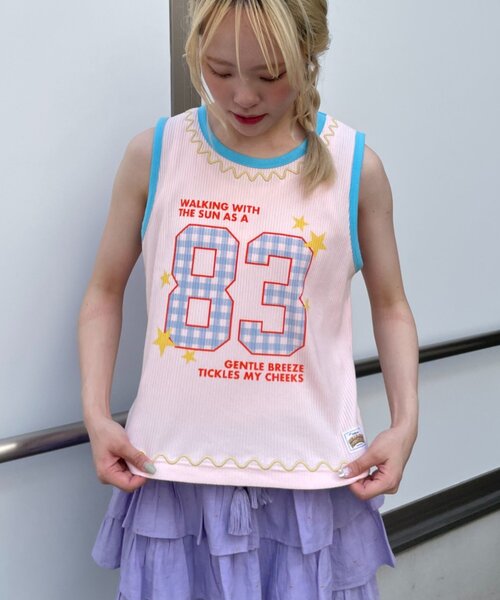 HELLO.SANFRANCISCO(ハローサンフランシスコ)の「【HELLO.SANFRANCISCO/ハローサンフランシスコ】ロゴプリントうねうねリブタンク(タンクトップ・レディース・アイボリー/ピンク・ONE SIZE)」の13枚目の写真