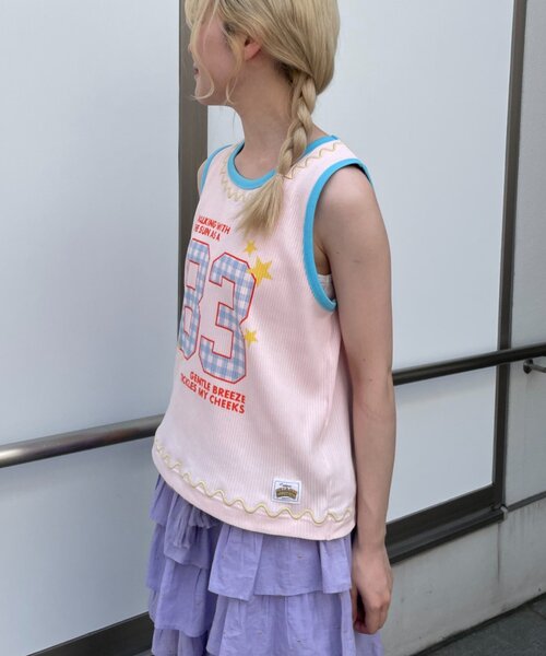 HELLO.SANFRANCISCO(ハローサンフランシスコ)の「【HELLO.SANFRANCISCO/ハローサンフランシスコ】ロゴプリントうねうねリブタンク(タンクトップ・レディース・アイボリー/ピンク・ONE SIZE)」の14枚目の写真