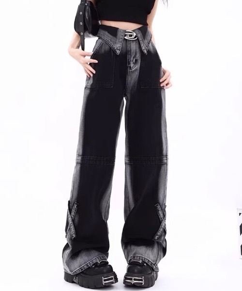 FUNdaysion(ファンデイション)の「ワイドデニムパンツ(デニムパンツ・レディース・ブラック・S/L/M)」の14枚目の写真