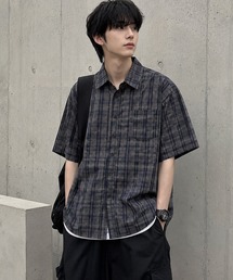 BARELY BLUE（ベアリーブルー）の「【 BARELY BLUE / ベアリーブルー 】 オールド カラー 半袖 チェック シャツ（シャツ/ブラウス）」