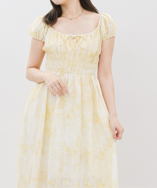 MISCH MASCH（ミッシュマッシュ）の「2026春夏新作 シャーリングフラワーワンピース（ワンピース・レディース・イエロー/グリーン・ﾌﾘ-）」の7枚目の写真