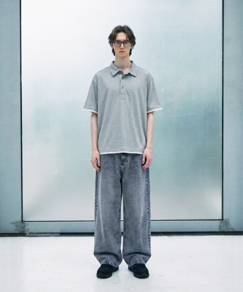 LETTERCOMO（レテルコモ）の「ストーンワイドジンデニムパンツアイスグレー（デニムパンツ・レディース・ライトグレー・LARGE/MEDIUM）」の2枚目の写真