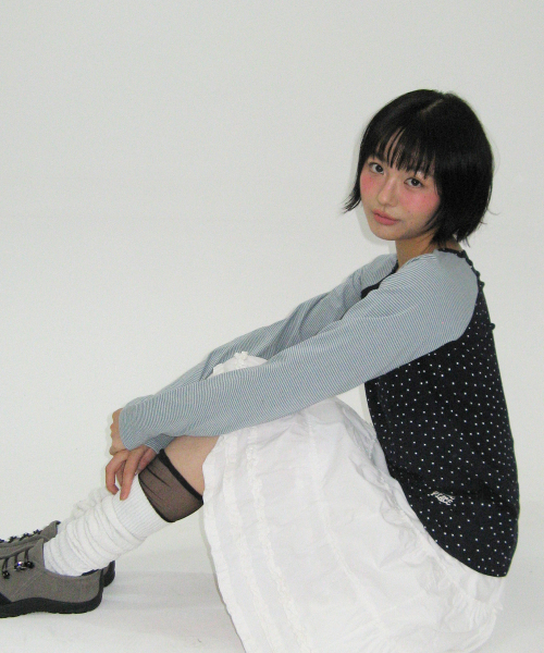 SOME PLACE(サムプレイス)の「スターストライプミックス刺繍ナグランロングスリーブボートネックTシャツ_2COLOR(Tシャツ/カットソー・レディース・ネイビー/チャコール・FREE)」の3枚目の写真