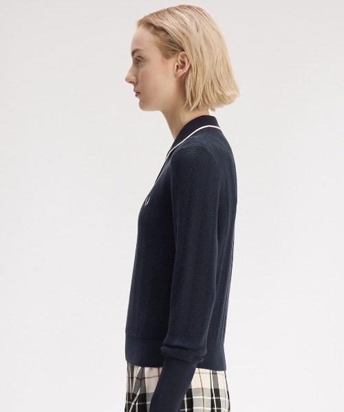 FRED PERRY(フレッドペリー)の「Textured Knitted Shirt/テクスチャードニットシャツ(ニット/セーター・レディース・ネイビー/プラム・10)」の11枚目の写真