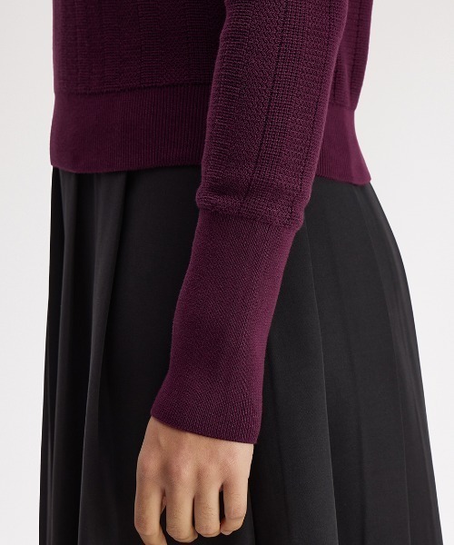 FRED PERRY(フレッドペリー)の「Textured Knitted Shirt/テクスチャードニットシャツ(ニット/セーター・レディース・ネイビー/プラム・10)」の21枚目の写真