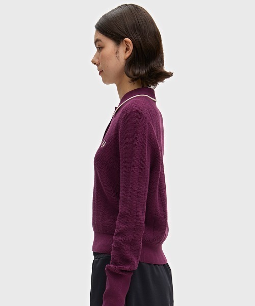FRED PERRY(フレッドペリー)の「Textured Knitted Shirt/テクスチャードニットシャツ(ニット/セーター・レディース・ネイビー/プラム・10)」の17枚目の写真