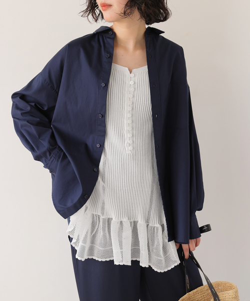 SLOBE IENA(スローブイエナ)の「《追加》tyn.TGOR/トゴール フリル キャミソール TG5S-J0306(キャミソール・レディース・ブラック/ホワイト・FREE)」の2枚目の写真