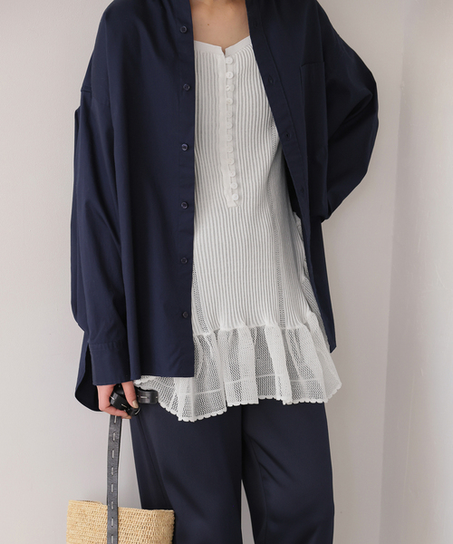 SLOBE IENA(スローブイエナ)の「《追加》tyn.TGOR/トゴール フリル キャミソール TG5S-J0306(キャミソール・レディース・ブラック/ホワイト・FREE)」の10枚目の写真