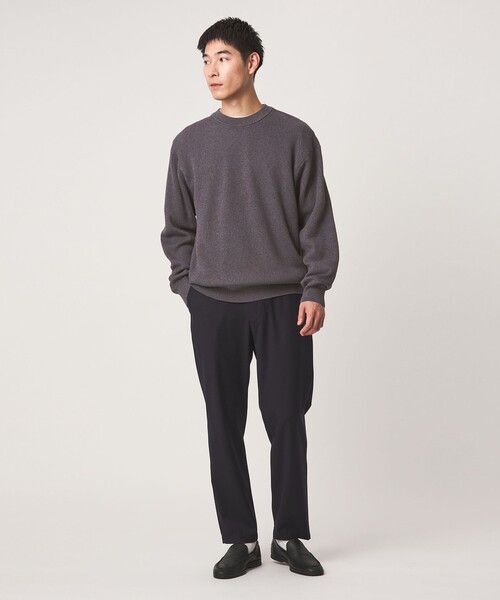 green label relaxing（グリーンレーベルリラクシング）の「コンパクト コットン アゼ クルーネック ニット（ニット/セーター・メンズ・ダークグレー/ライトグレー/ダークブラウン/オリーブ・S/M/L/XL）」の6枚目の写真