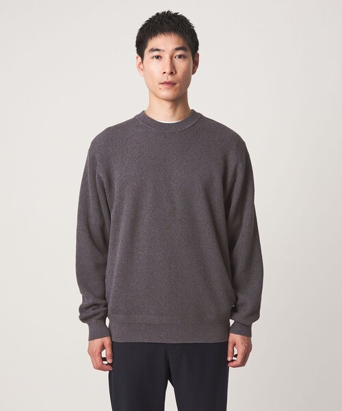 green label relaxing（グリーンレーベルリラクシング）の「コンパクト コットン アゼ クルーネック ニット（ニット/セーター・メンズ・ダークグレー/ライトグレー/ダークブラウン/オリーブ・S/M/L/XL）」の10枚目の写真