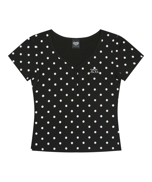 LUVISTRUE（ラヴイズトゥルー）の「BASIC ILOVEU SHORT DOT SLEEVE TEE(BLACK)（Tシャツ/カットソー・レディース・その他・FREE）」の2枚目の写真