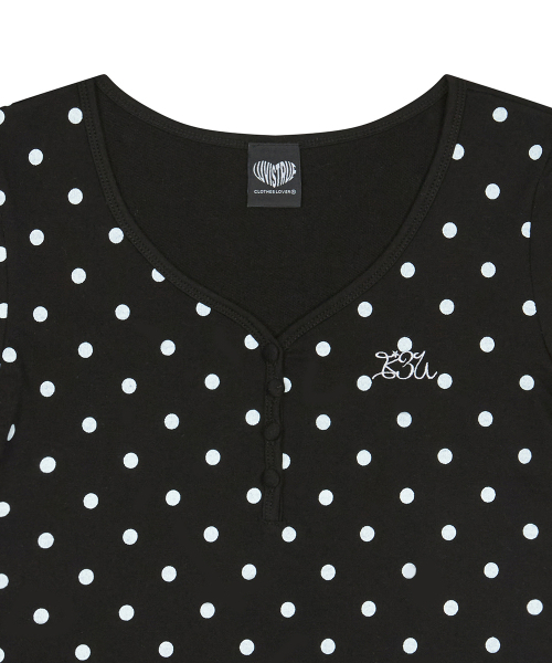 LUVISTRUE（ラヴイズトゥルー）の「BASIC ILOVEU SHORT DOT SLEEVE TEE(BLACK)（Tシャツ/カットソー・レディース・その他・FREE）」の4枚目の写真