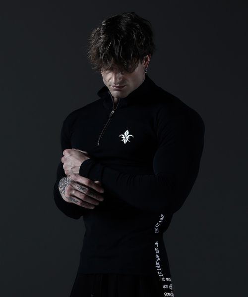 CARMID（カミド）の「コンプレッションノーブルバンディングレタリングハーフジップ長袖[ブラック]（Tシャツ/カットソー・メンズ・その他・1/2/3）」の3枚目の写真