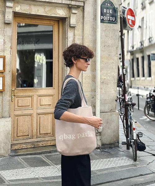 q bag paris(キューバッグパリ)の「tricote トリコット 縦型 ニットトートバッグ(トートバッグ・レディース・ライトグレー/ライトブルー/ブラック/ピンク/アイボリー/モカ/ラベンダー・FREE)」の8枚目の写真