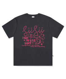 マイラブライトプリンティング半袖Tシャツチャコール