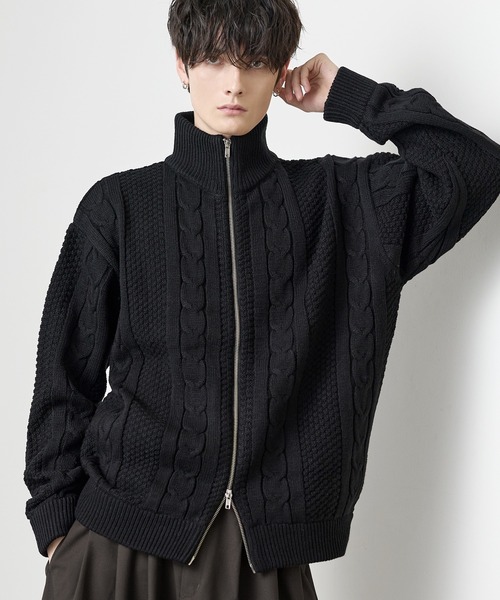ASTRONOMY(アストロノミー)の「Buyer's Select /アラン柄ダブルジップドライバーズニット(ニット/セーター・メンズ・ブラック/ネイビー/ナチュラル・M/L)」の15枚目の写真
