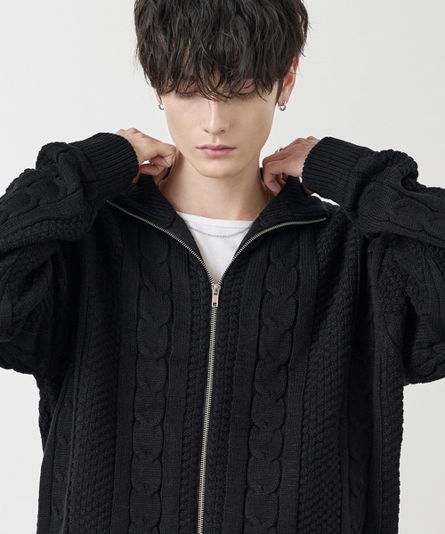ASTRONOMY(アストロノミー)の「Buyer's Select /アラン柄ダブルジップドライバーズニット(ニット/セーター・メンズ・ブラック/ネイビー/ナチュラル・M/L)」の21枚目の写真