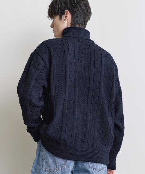 ASTRONOMY(アストロノミー)の「Buyer's Select /アラン柄ダブルジップドライバーズニット(ニット/セーター・メンズ・ブラック/ネイビー/ナチュラル・M/L)」の7枚目の写真