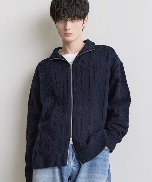 ASTRONOMY(アストロノミー)の「Buyer's Select /アラン柄ダブルジップドライバーズニット(ニット/セーター・メンズ・ブラック/ネイビー/ナチュラル・M/L)」の8枚目の写真