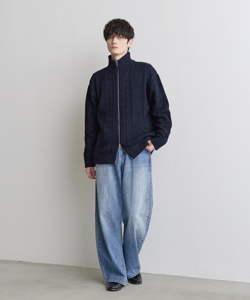ASTRONOMY(アストロノミー)の「Buyer's Select /アラン柄ダブルジップドライバーズニット(ニット/セーター・メンズ・ブラック/ネイビー/ナチュラル・M/L)」の12枚目の写真