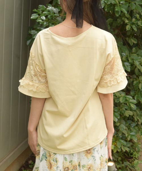 axes femme（アクシーズファム）の「ＮＣ付接触冷感レース切替ＰＯ（Tシャツ/カットソー・レディース・イエロー/ネイビー/ホワイト・FREE）」の6枚目の写真